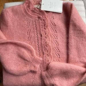 Sezane Angie Cardigan in Rose Plume (Pink Feather) BNWT
